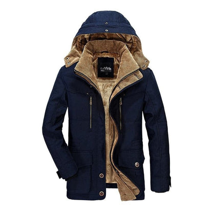 Men’s Winter Parka Jacket – Warm Fleece-Lined Coat with Detachable Hood