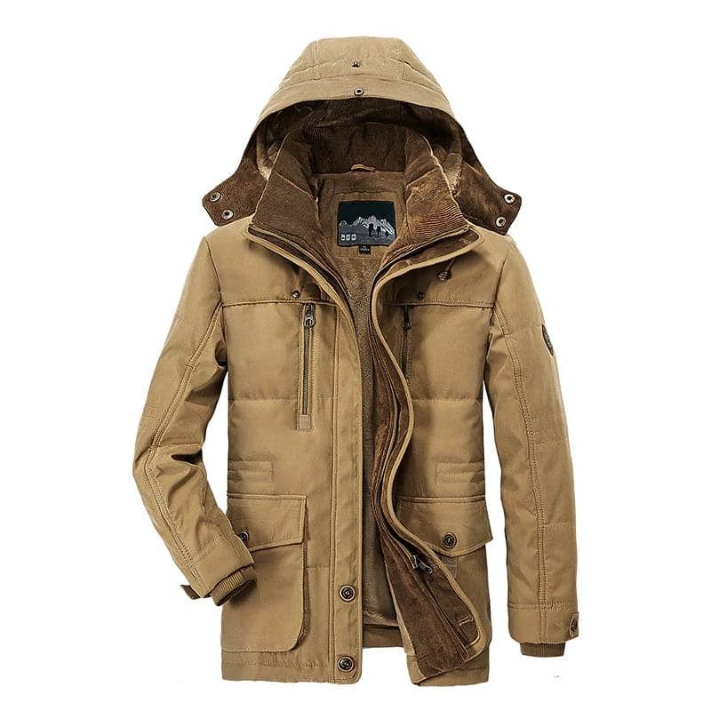 Men’s Winter Parka Jacket – Warm Fleece-Lined Coat with Detachable Hood