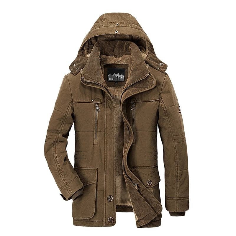 Men’s Winter Parka Jacket – Warm Fleece-Lined Coat with Detachable Hood