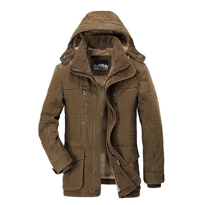 Men’s Winter Parka Jacket – Warm Fleece-Lined Coat with Detachable Hood