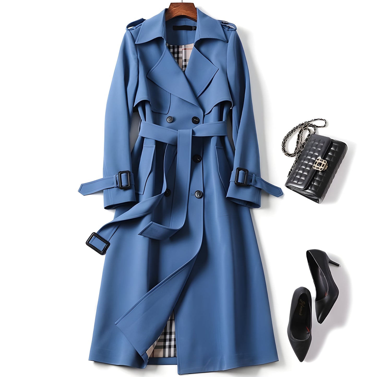 Women’s Double-Breasted Long Trench Coat