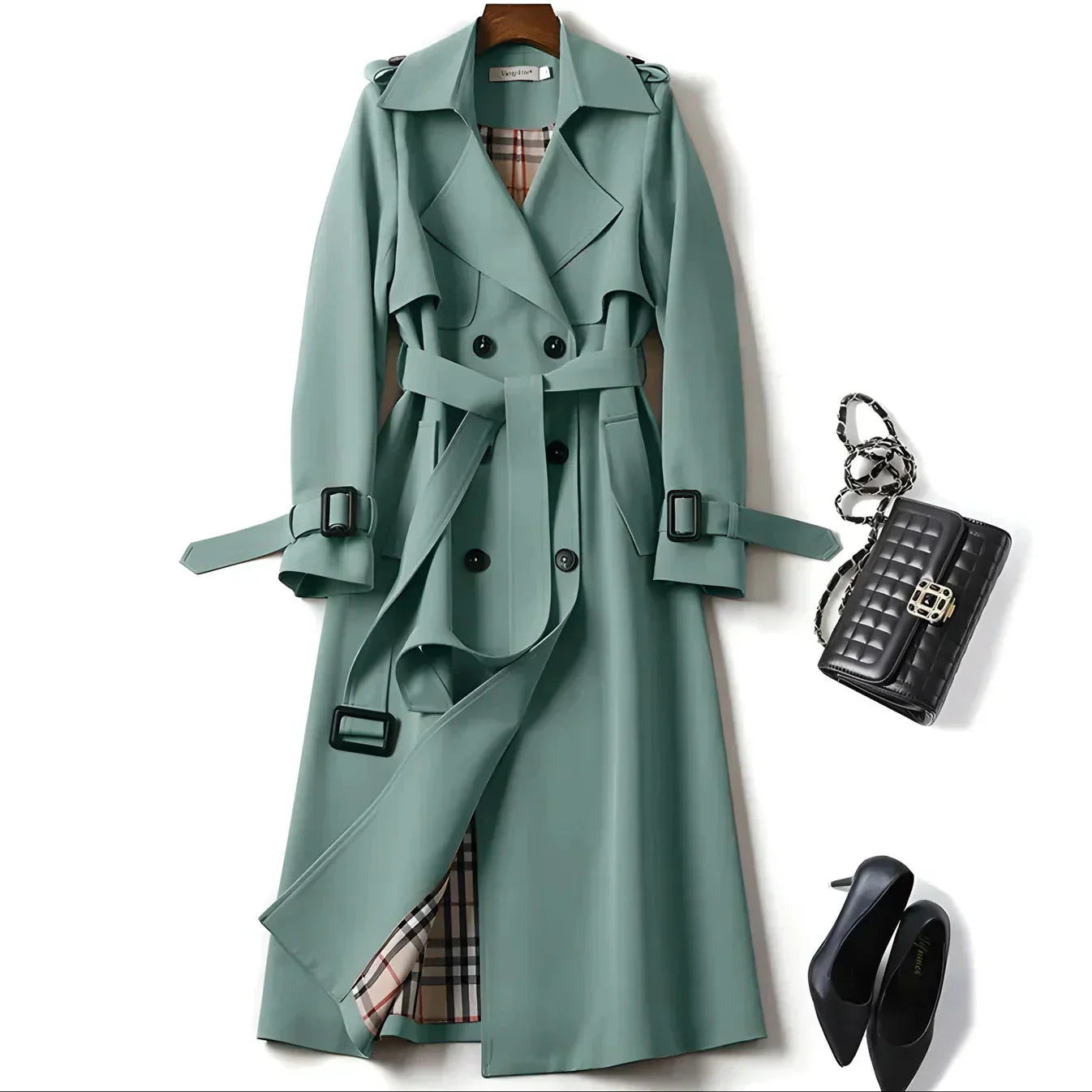 Women’s Double-Breasted Long Trench Coat